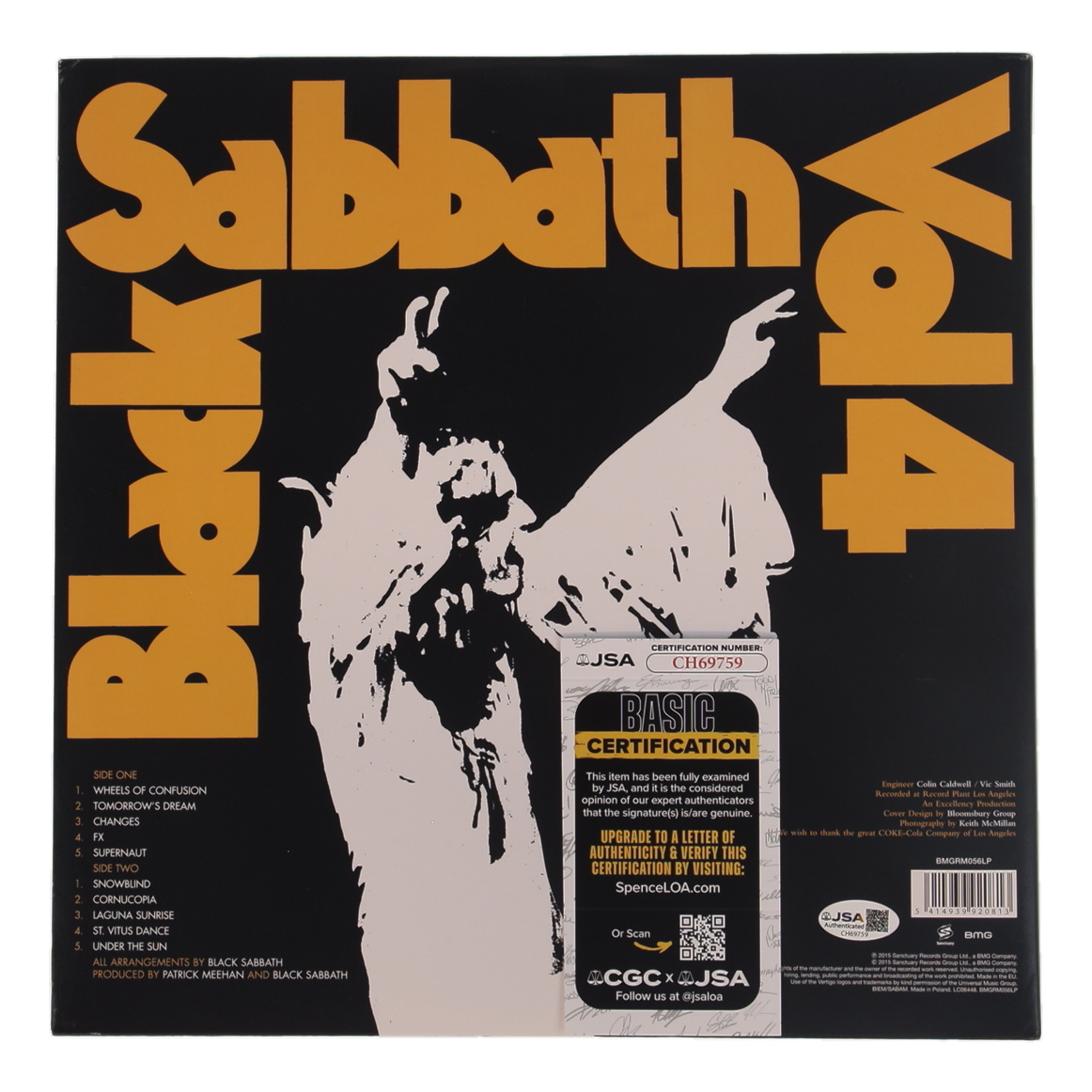 Geezer Butler Signed Black Sabbath "Vol. 4" Vinyl Album Cover (JSA) at PristineAuction.com Geezer Butler Signed Black Sabbath "Vol. 4" Vinyl Album Cover (JSA) at PristineAuction.com