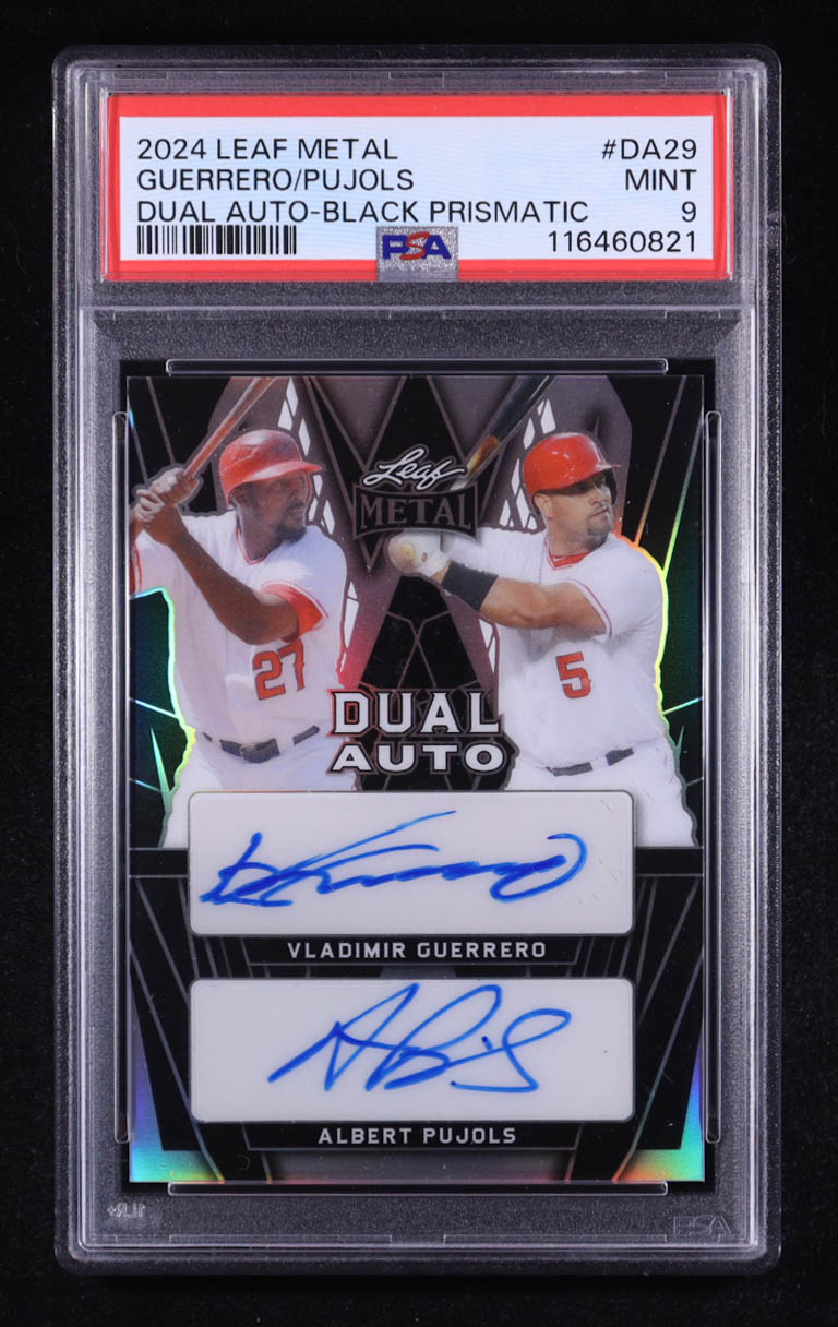 Vladimir Guerrero / Albert Pujols 2024 Leaf Metal Dual Auto Prismatic Black #DA29 #3/5 (PSA 9) at PristineAuction.com Vladimir Guerrero / Albert Pujols 2024 Leaf Metal Dual Auto Prismatic Black #DA29 #3/5 (PSA 9) at PristineAuction.com