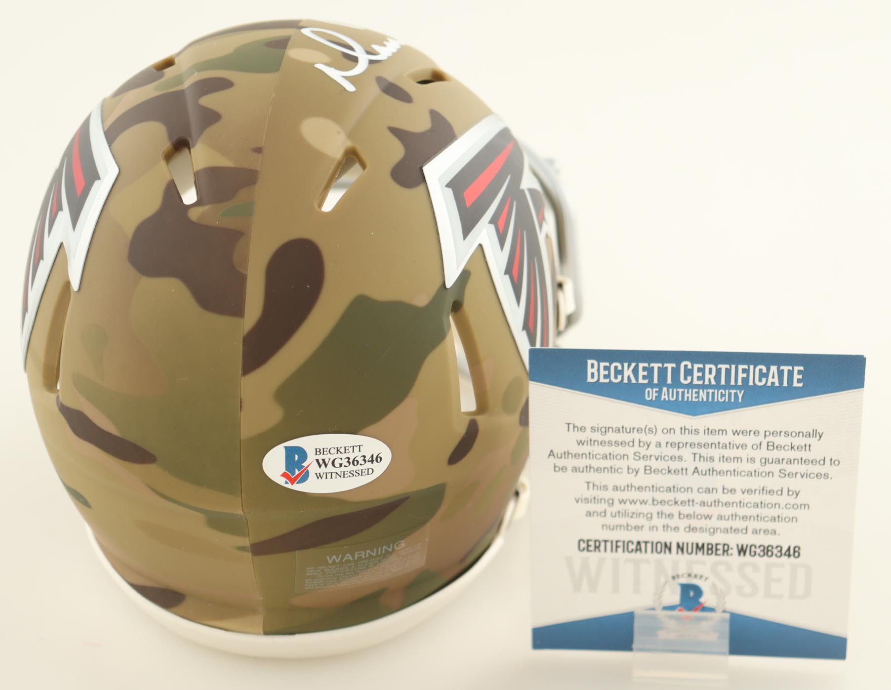 Matt Ryan Signed Falcons Camo Alternate Speed Mini Helmet Inscribed"2016 NFL MVP" (Beckett) at PristineAuction.com Matt Ryan Signed Falcons Camo Alternate Speed Mini Helmet Inscribed"2016 NFL MVP" (Beckett) at PristineAuction.com