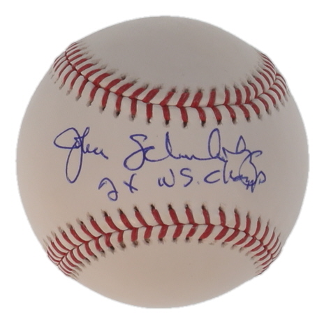 John Schuerholz Signed OML Baseball Inscribed "2x WS Champs" (JSA) at PristineAuction.com John Schuerholz Signed OML Baseball Inscribed "2x WS Champs" (JSA) at PristineAuction.com
