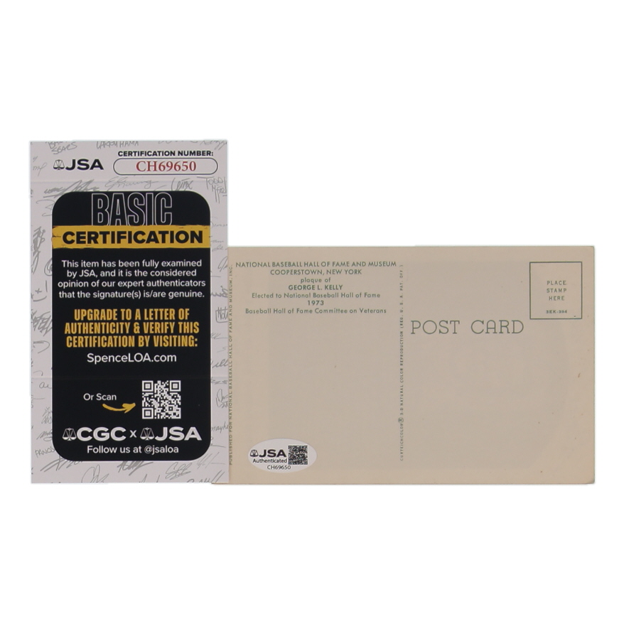 George Kelly Signed Hall of Fame Plaque Postcard (JSA) at PristineAuction.com George Kelly Signed Hall of Fame Plaque Postcard (JSA) at PristineAuction.com