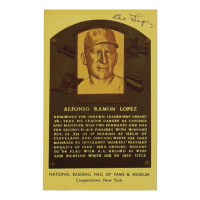 Al Lopez Signed Hall of Fame Plaque Postcard (JSA) at PristineAuction.com