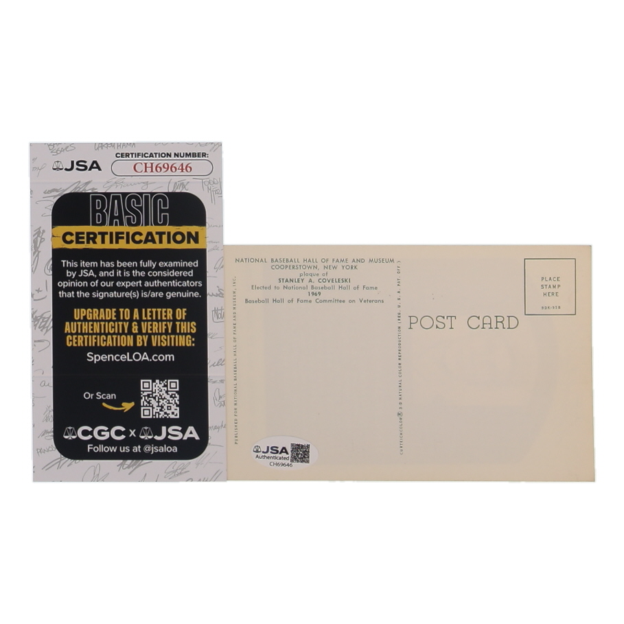 Stan Coveleski Signed Hall of Fame Plaque Postcard (JSA) at PristineAuction.com Stan Coveleski Signed Hall of Fame Plaque Postcard (JSA) at PristineAuction.com