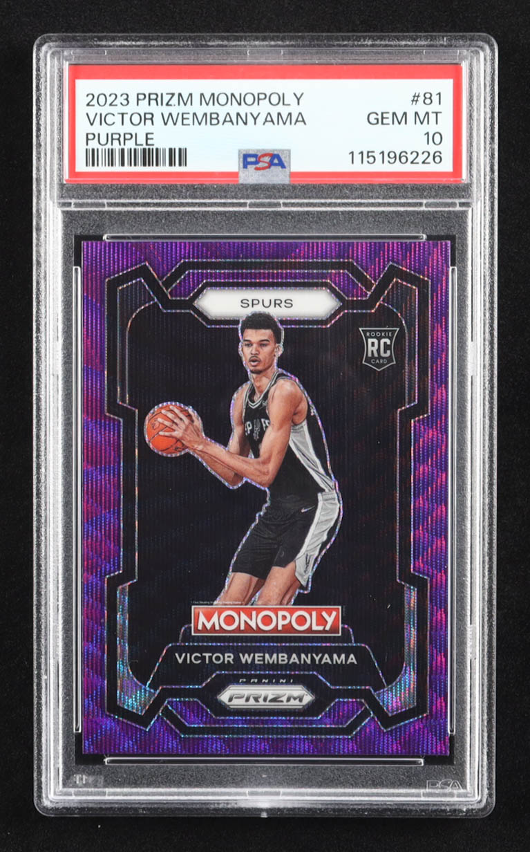 Victor Wembanyama 2023-24 Panini Prizm Monopoly Purple #81 RC (PSA 10) at PristineAuction.com Victor Wembanyama 2023-24 Panini Prizm Monopoly Purple #81 RC (PSA 10) at PristineAuction.com