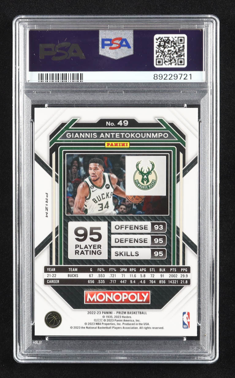 Giannis Antetokounmpo 2022-23 Panini Prizm Monopoly Free Parking #49 (PSA 10) at PristineAuction.com Giannis Antetokounmpo 2022-23 Panini Prizm Monopoly Free Parking #49 (PSA 10) at PristineAuction.com