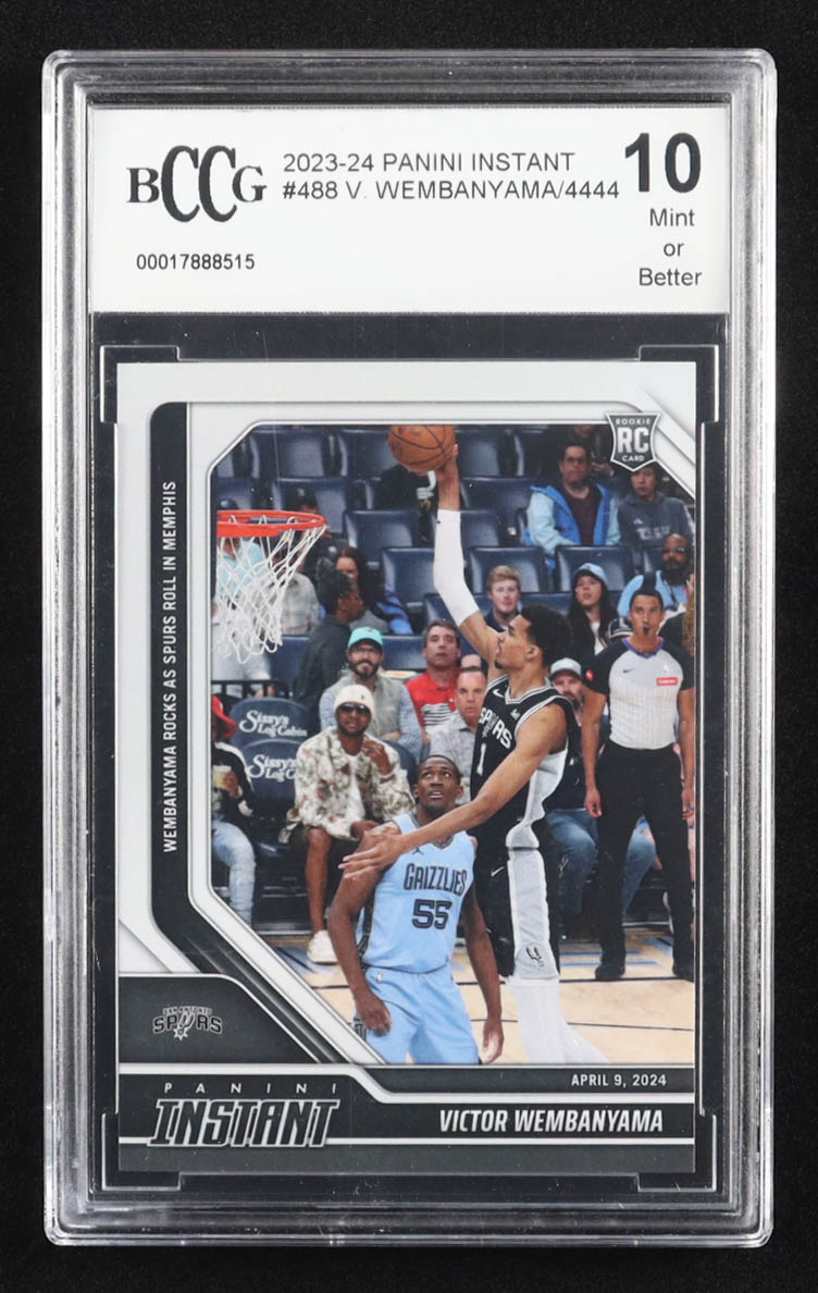 Victor Wembanyama 2023-24 Panini Instant #488 RC (BCCG 10) at PristineAuction.com Victor Wembanyama 2023-24 Panini Instant #488 RC (BCCG 10) at PristineAuction.com