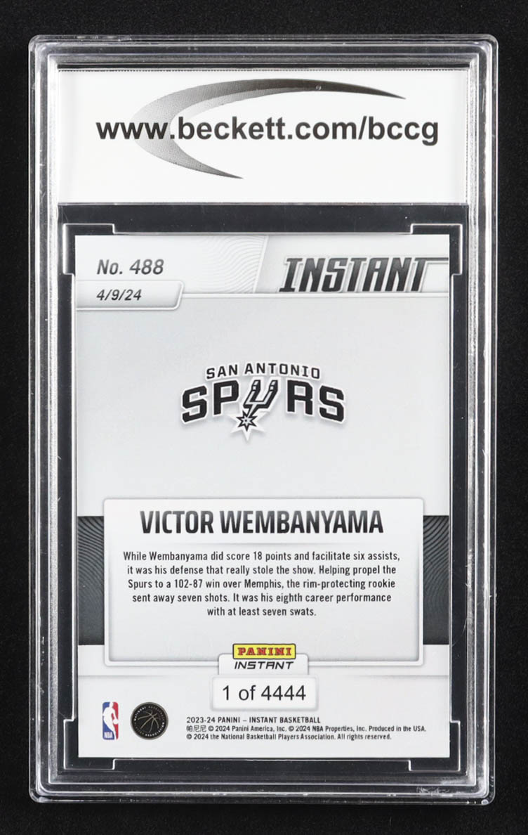 Victor Wembanyama 2023-24 Panini Instant #488 RC (BCCG 10) at PristineAuction.com Victor Wembanyama 2023-24 Panini Instant #488 RC (BCCG 10) at PristineAuction.com