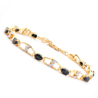 6.59 CTW Black Sapphire & Diamonds 18K Gold Plated Designer Bracelet Size 8.5"| Estimated Retail Value: $1,899 (AMG) at PristineAuction.com