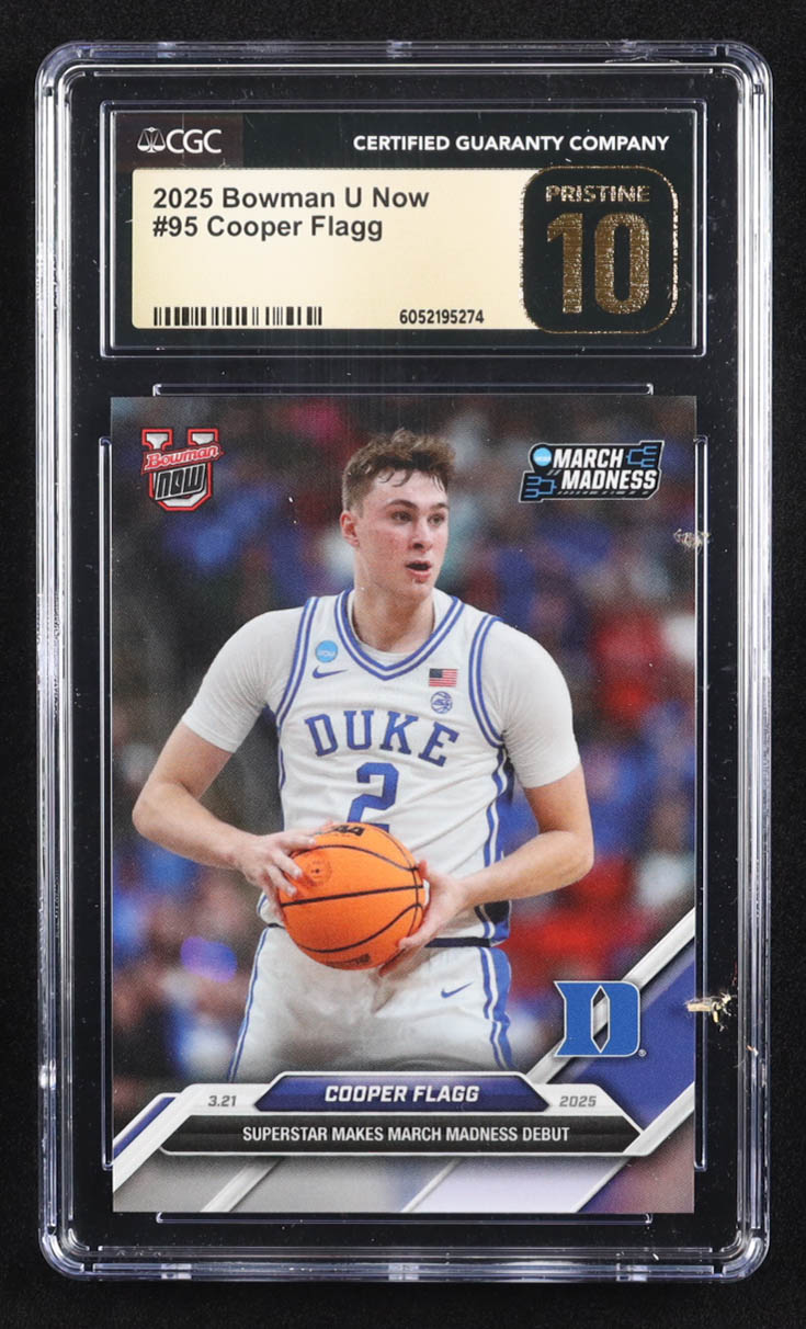 Cooper Flagg 2024-25 Bowman University Now #95 RC (CGC 10 | Pristine Black Label) at PristineAuction.com Cooper Flagg 2024-25 Bowman University Now #95 RC (CGC 10 | Pristine Black Label) at PristineAuction.com