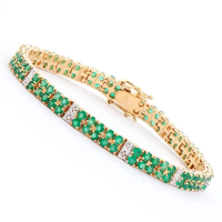 7.08 CTW Green Agate & Diamonds 18K Gold Plated Designer Bracelet Size 7.6 Inches| Estimated Retail Value: $2,199 (AMG) at PristineAuction.com