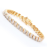 0.39 CTW Diamonds 18K Gold Plated Designer Bracelet Size 7.8 Inches| Estimated Retail Value: $1,625 (AMG) at PristineAuction.com