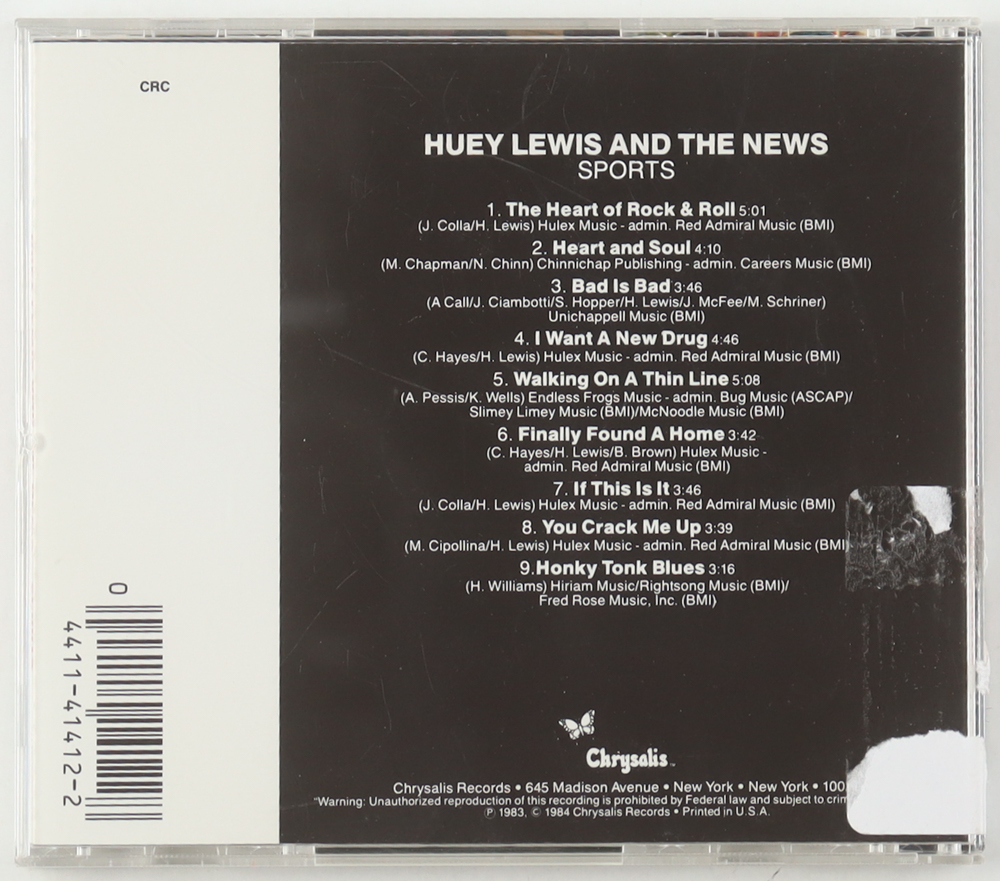 Huey Lewis Signed "Sports" CD Insert With Disc (Beckett) at PristineAuction.com Huey Lewis Signed "Sports" CD Insert With Disc (Beckett) at PristineAuction.com