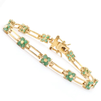 3.09 CTW Emeralds 18K Gold Plated Designer Bracelet Size 7.8 Inches| Estimated Retail Value: $2,099 (AMG) at PristineAuction.com