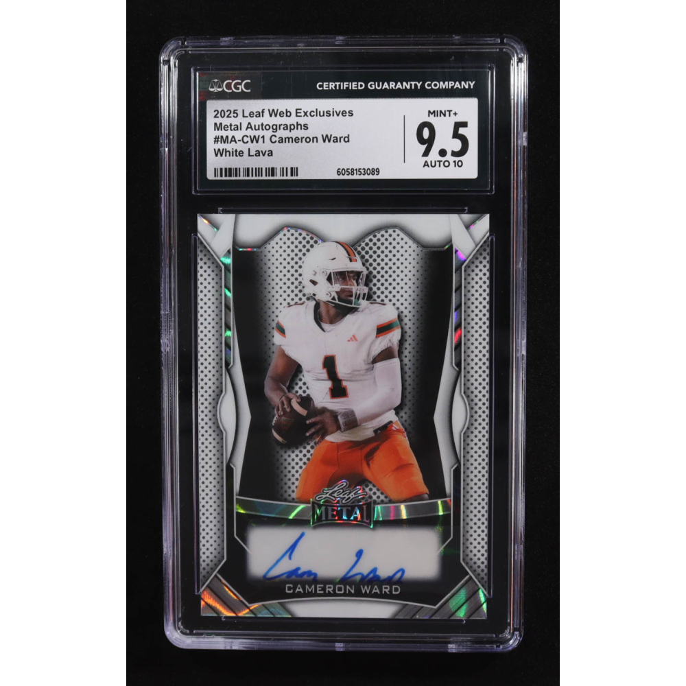 Cam Ward 2025 Leaf Web Metal White Lava Exclusives Autographs #MA-CW1 RC #9/49 (CGC 9.5 | Autograph Graded 10) at PristineAuction.com