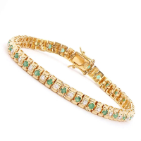 2.27 CTW Emerald & Diamonds 18K Gold Plated Designer Bracelet Size 7.6 Inches| Estimated Retail Value: $1,899 (AMG) at PristineAuction.com