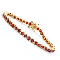4.05 CTW Garnet 18K Gold Plated Designer Bracelet Size 7.5 Inches| Estimated Retail Value: $1,789 (AMG) at PristineAuction.com