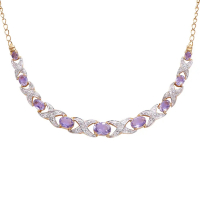 4.11 CTW Amethyst & Diamonds 18K Gold Plated Designer Necklace Size 19 Inches| Estimated Retail Value: $1,799 (AMG) at PristineAuction.com