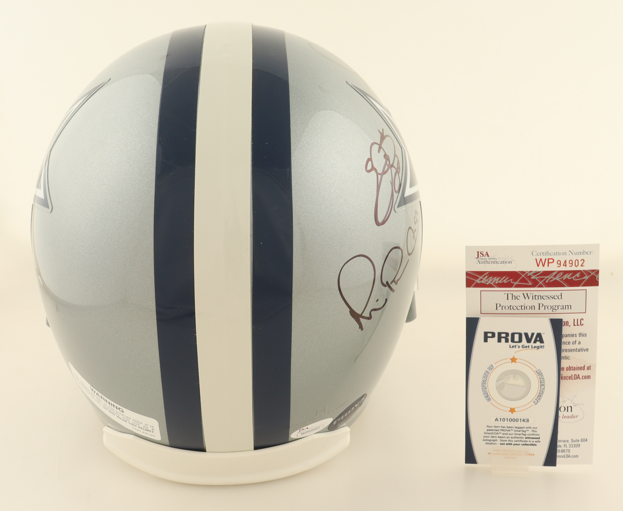 Dallas Cowboys Greats | Cowboys Full-Size Helmet Signed by (4) with Emmitt Smith, Michael Irvin (JSA) at PristineAuction.com Dallas Cowboys Greats | Cowboys Full-Size Helmet Signed by (4) with Emmitt Smith, Michael Irvin (JSA) at PristineAuction.com