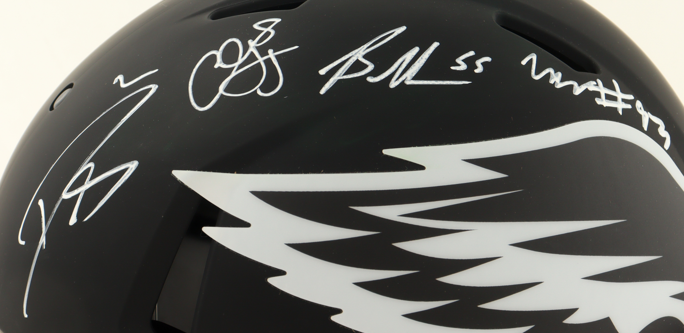 Eagles Full-Size Authentic On-Field Eclipse Alternate Speed Helmet Signed By (6) with Brandon Graham, Jalen Carter, Darius Slay (Beckett) at PristineAuction.com Eagles Full-Size Authentic On-Field Eclipse Alternate Speed Helmet Signed By (6) with Brandon Graham, Jalen Carter, Darius Slay (Beckett) at PristineAuction.com