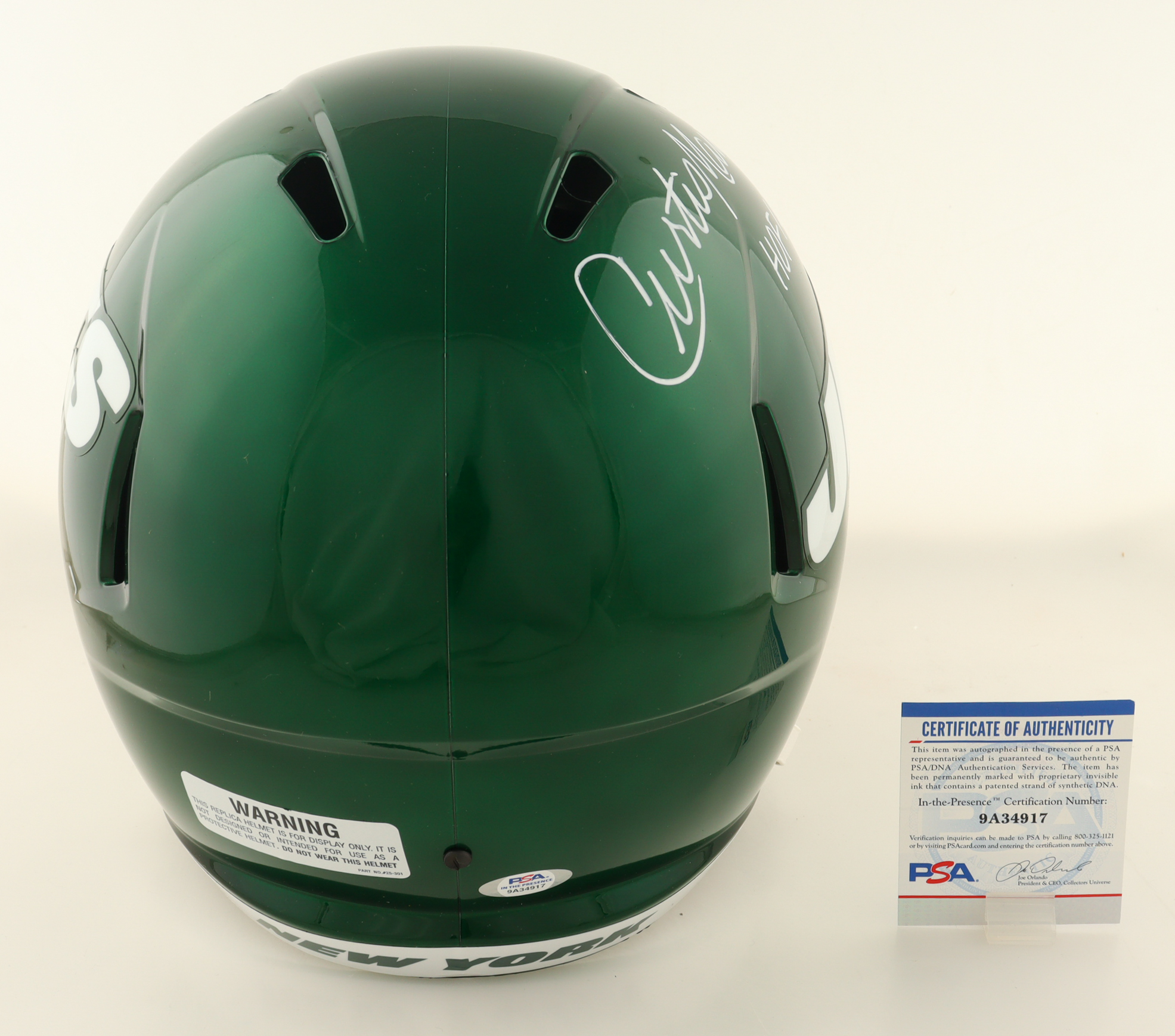 Curtis Martin Signed Jets Full-Size Speed Helmet Inscribed "HOF 12" (PSA) at PristineAuction.com Curtis Martin Signed Jets Full-Size Speed Helmet Inscribed "HOF 12" (PSA) at PristineAuction.com