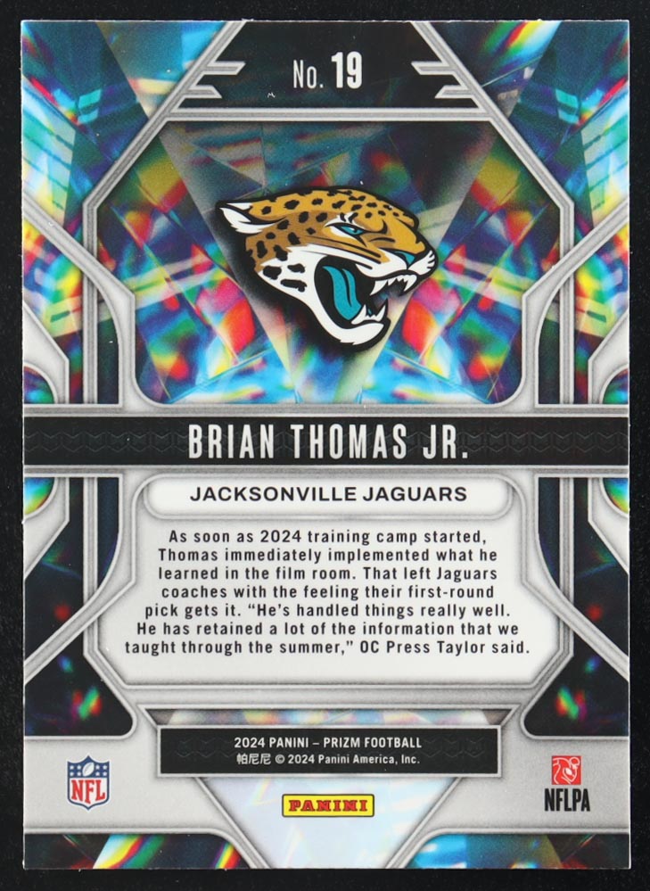 Brian Thomas Jr. 2024 Panini Prizm Prizmatic #19 RC at PristineAuction.com Brian Thomas Jr. 2024 Panini Prizm Prizmatic #19 RC at PristineAuction.com
