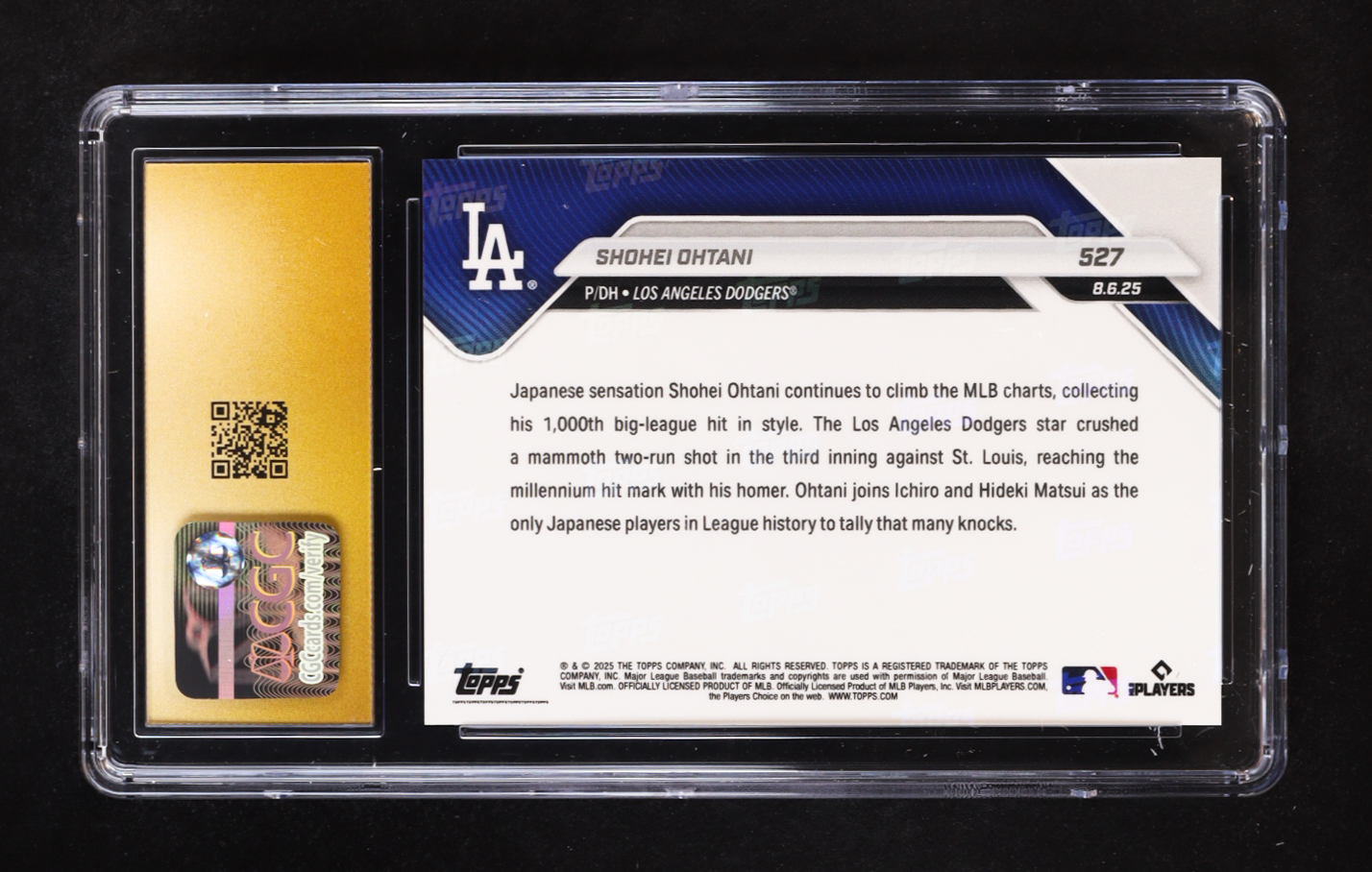 Shohei Ohtani 2025 Topps Now #527 (CGC 10 | Pristine Black Label) at PristineAuction.com Shohei Ohtani 2025 Topps Now #527 (CGC 10 | Pristine Black Label) at PristineAuction.com