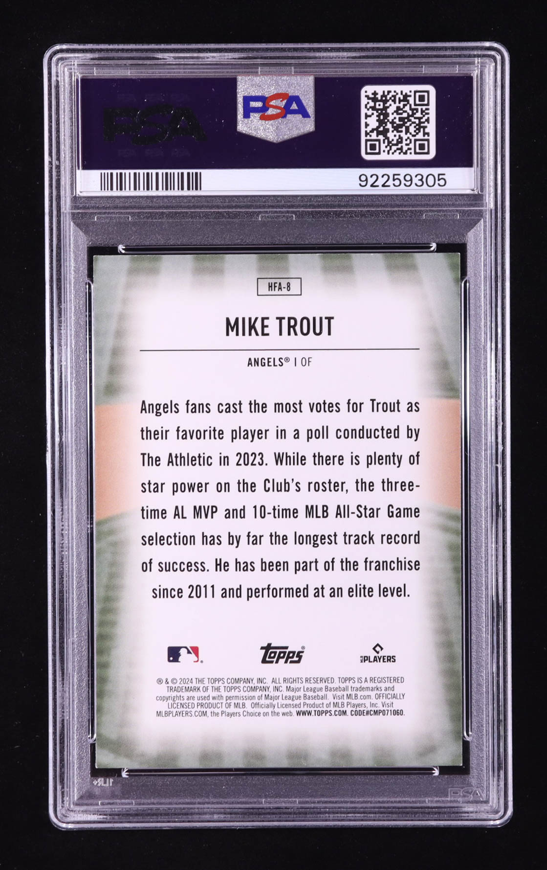 Mike Trout 2024 Topps Home Field Advantage #HFA8 (PSA 8) at PristineAuction.com Mike Trout 2024 Topps Home Field Advantage #HFA8 (PSA 8) at PristineAuction.com