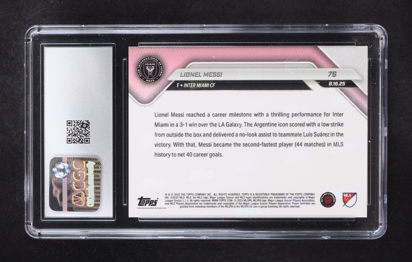 Lionel Messi 2025 Topps Now MLS #76 (CGC 10) at PristineAuction.com Lionel Messi 2025 Topps Now MLS #76 (CGC 10) at PristineAuction.com