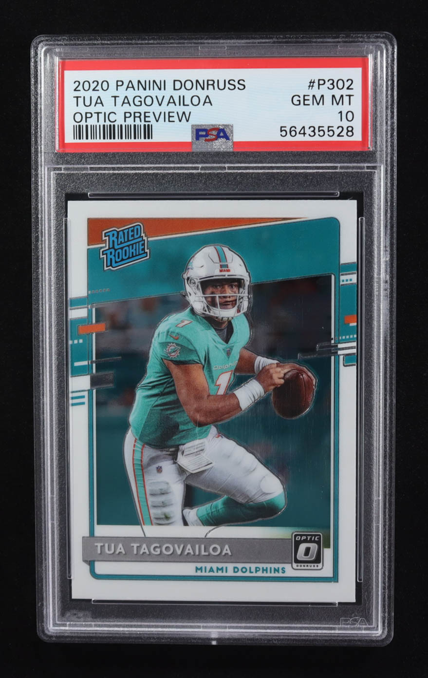 Tua Tagovailoa 2020 Donruss Optic Preview #P302 RR RC (PSA 10) at PristineAuction.com Tua Tagovailoa 2020 Donruss Optic Preview #P302 RR RC (PSA 10) at PristineAuction.com