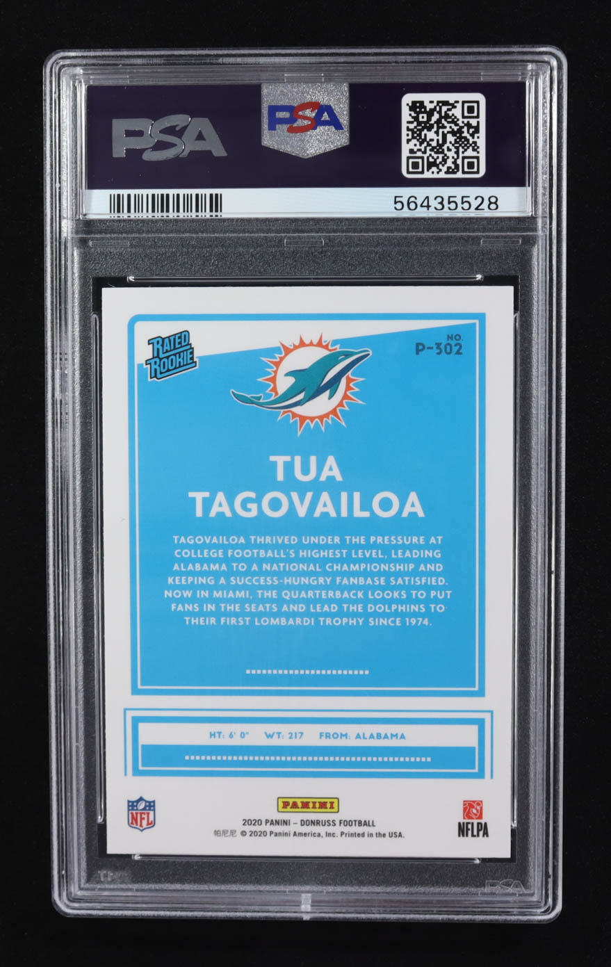 Tua Tagovailoa 2020 Donruss Optic Preview #P302 RR RC (PSA 10) at PristineAuction.com Tua Tagovailoa 2020 Donruss Optic Preview #P302 RR RC (PSA 10) at PristineAuction.com