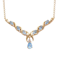 4.44 CTW Blue Topaz & White Topaz 18K Gold Plated Designer Necklace Size 19 Inches| Estimated Retail Value: $1,629 (AMG) at PristineAuction.com