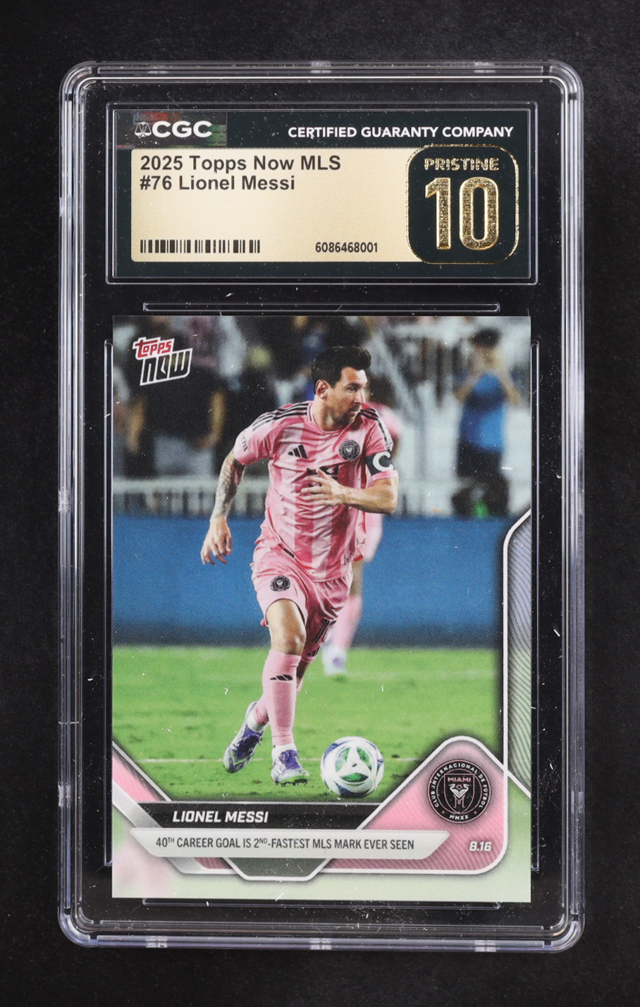 Lionel Messi 2025 Topps Now MLS #76 (CGC 10 | Pristine Black Label) at PristineAuction.com Lionel Messi 2025 Topps Now MLS #76 (CGC 10 | Pristine Black Label) at PristineAuction.com