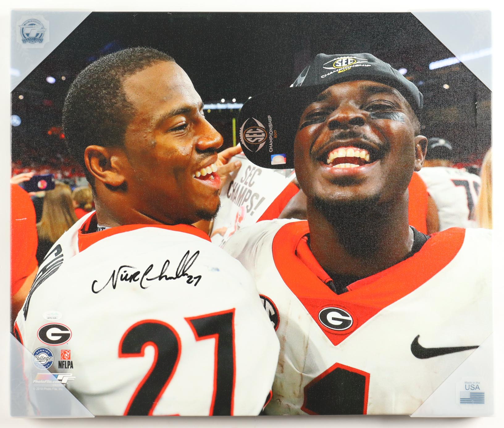 Nick Chubb Signed Georgia Bulldogs 20x20 Print on Canvas (JSA) at PristineAuction.com Nick Chubb Signed Georgia Bulldogs 20x20 Print on Canvas (JSA) at PristineAuction.com