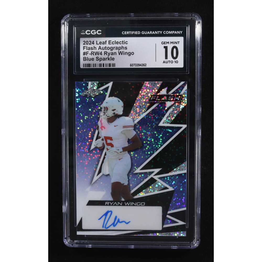 Ryan Wingo 2024 Leaf Eclectic Blue Sparkle Flash Autographs #F-RW4 RC #3/8 (CGC 10 | Autograph Graded 10) at PristineAuction.com