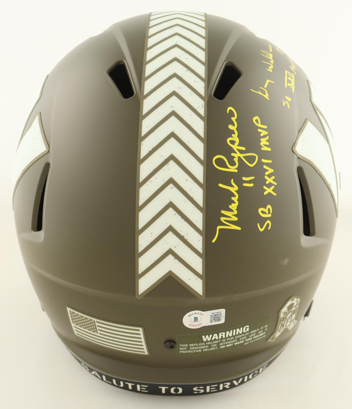 Commanders Full-Size Salute to Service Alternate Speed Helmet Signed By (3) Doug Williams, Joe Theismann, & Mark Rypien Inscribed "SB XXII MVP", "SB XVII Champ" & "SB XXVI MVP" (Beckett) at PristineAuction.com Commanders Full-Size Salute to Service Alternate Speed Helmet Signed By (3) Doug Williams, Joe Theismann, & Mark Rypien Inscribed "SB XXII MVP", "SB XVII Champ" & "SB XXVI MVP" (Beckett) at PristineAuction.com