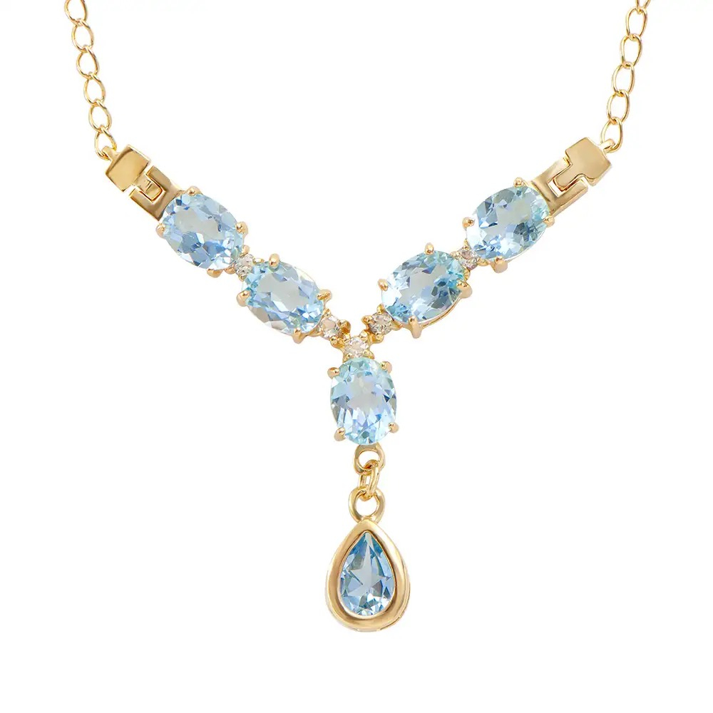 8.41 CTW Natural Blue Topaz & White Topaz 18K Gold Plated Designer Necklace Size 19 Inches | Estimated Retail Value: $1,689 (AMG) at PristineAuction.com