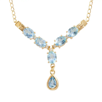 8.41 CTW Blue Topaz & White Topaz 18K Gold Plated Designer Necklace Size 19 Inches| Estimated Retail Value: $1,689 (AMG) at PristineAuction.com