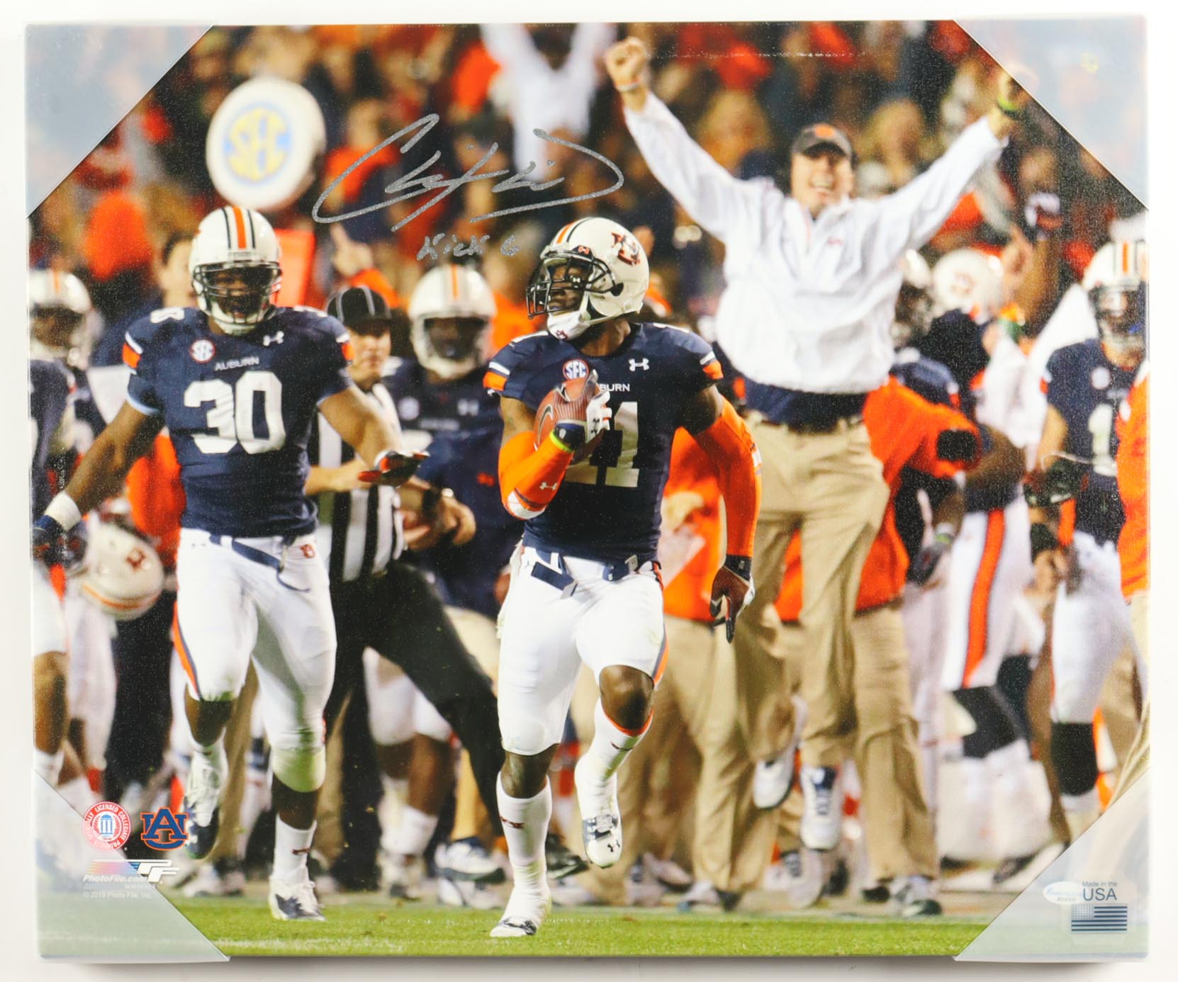 Chris Davis Signed Auburn Tigers 20x20 Print on Canvas Inscribed "Kick 6" (Sports Collectibles) at PristineAuction.com Chris Davis Signed Auburn Tigers 20x20 Print on Canvas Inscribed "Kick 6" (Sports Collectibles) at PristineAuction.com