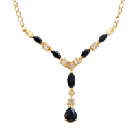 4.14 CTW Black  Sapphire & White Topaz 18K Gold Plated  Designer Necklace Size 19 Inches| Estimated Retail Value: $1,639 (AMG) at PristineAuction.com