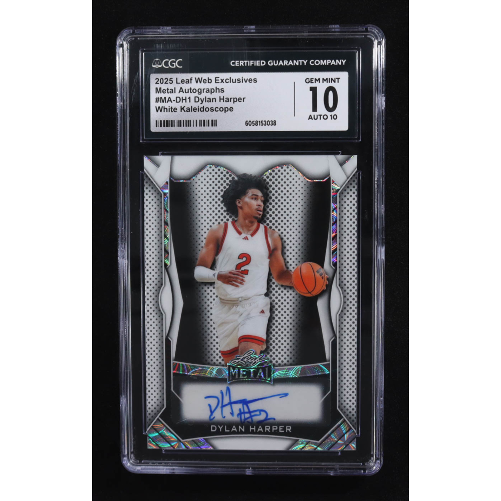 Dylan Harper 2025 Leaf Web Exclusives Metal White Kaleidoscope Autographs #MA-DH1 RC #22/49 (CGC 10 | Autograph Graded 10) at PristineAuction.com