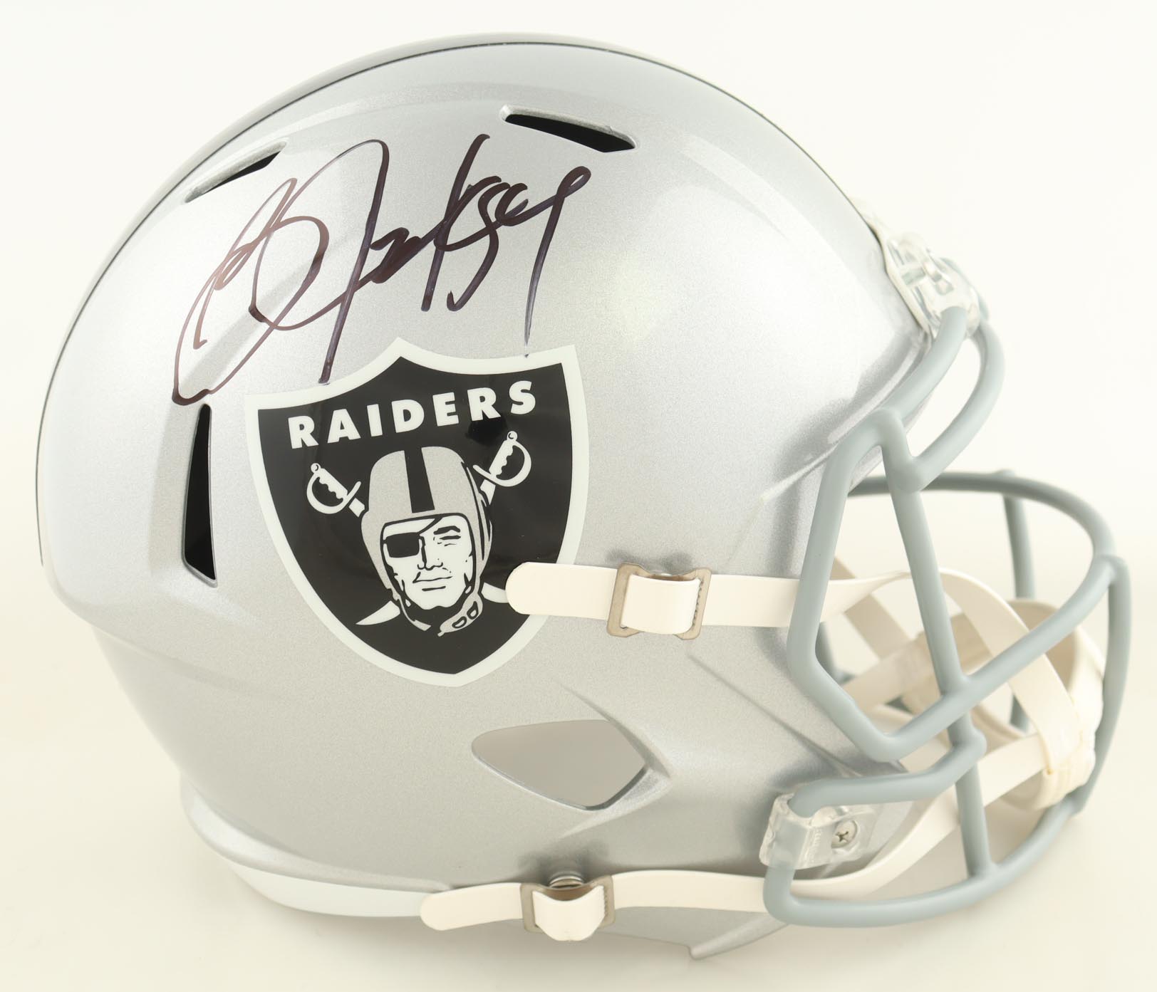 Bo Jackson Signed Raiders Full-Size Speed Helmet (Beckett) at PristineAuction.com Bo Jackson Signed Raiders Full-Size Speed Helmet (Beckett) at PristineAuction.com