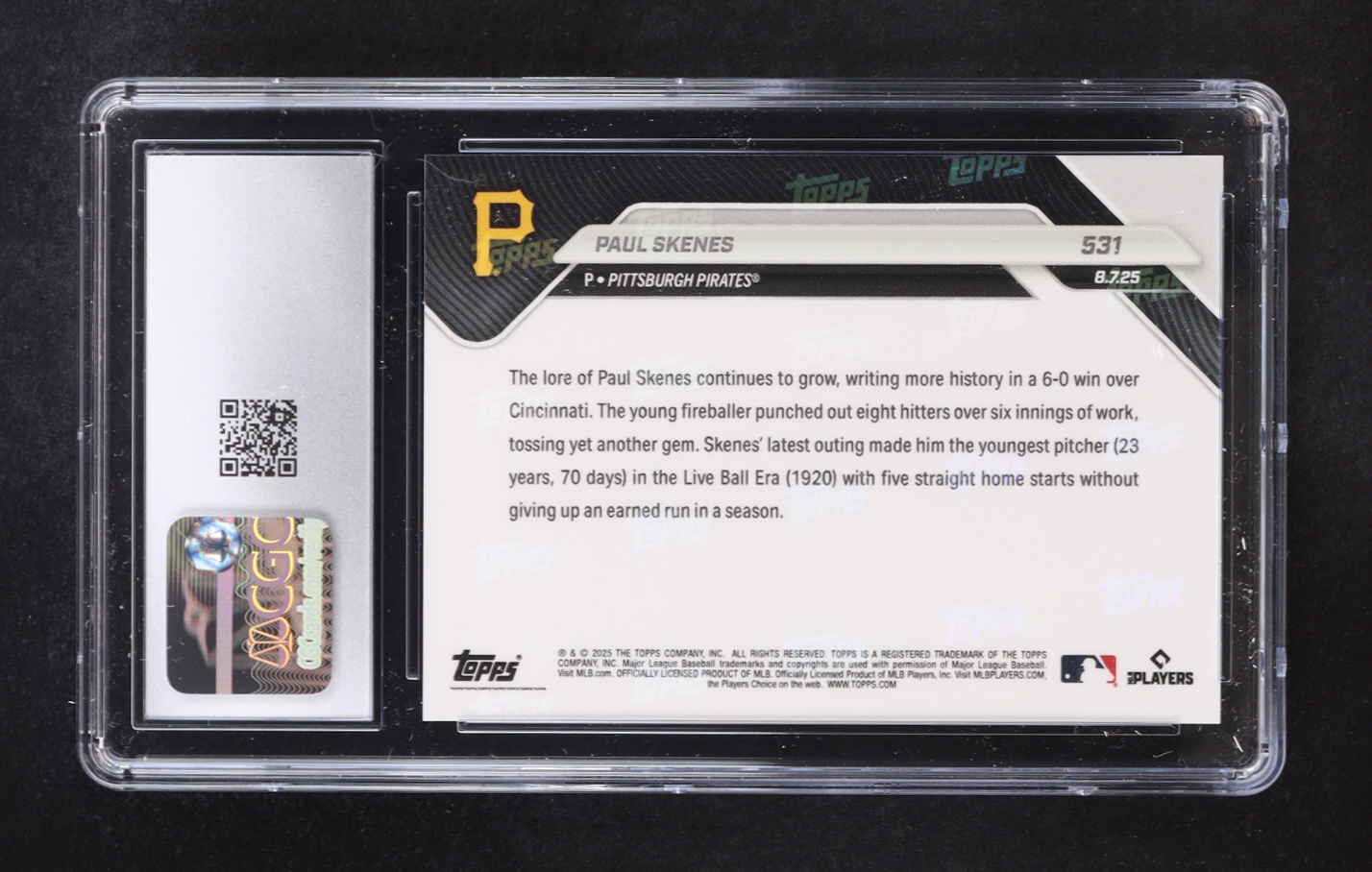 Paul Skenes 2025 Topps Now #531 (CGC 10) at PristineAuction.com Paul Skenes 2025 Topps Now #531 (CGC 10) at PristineAuction.com