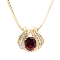 5.23 CTW Garnets & Diamonds 18K Gold Plated Designer Necklace Size 16 Inches| Estimated Retail Value: $1,749 (AMG) at PristineAuction.com