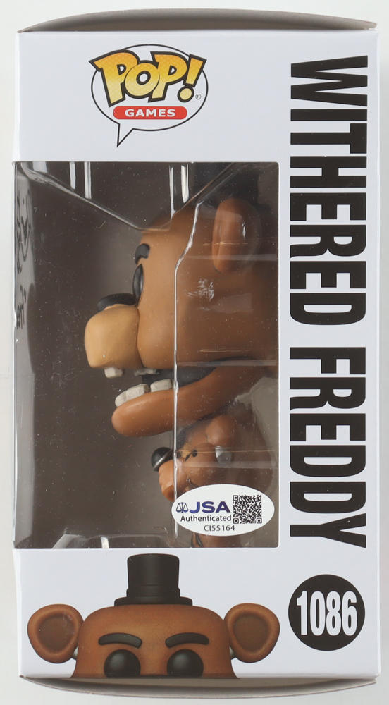 Kevin Foster Signed "Five Nights at Freddy's" Withered Freddy #1086 Funko Pop! Vinyl Figure Inscribed "Freddy" (JSA) at PristineAuction.com Kevin Foster Signed "Five Nights at Freddy's" Withered Freddy #1086 Funko Pop! Vinyl Figure Inscribed "Freddy" (JSA) at PristineAuction.com