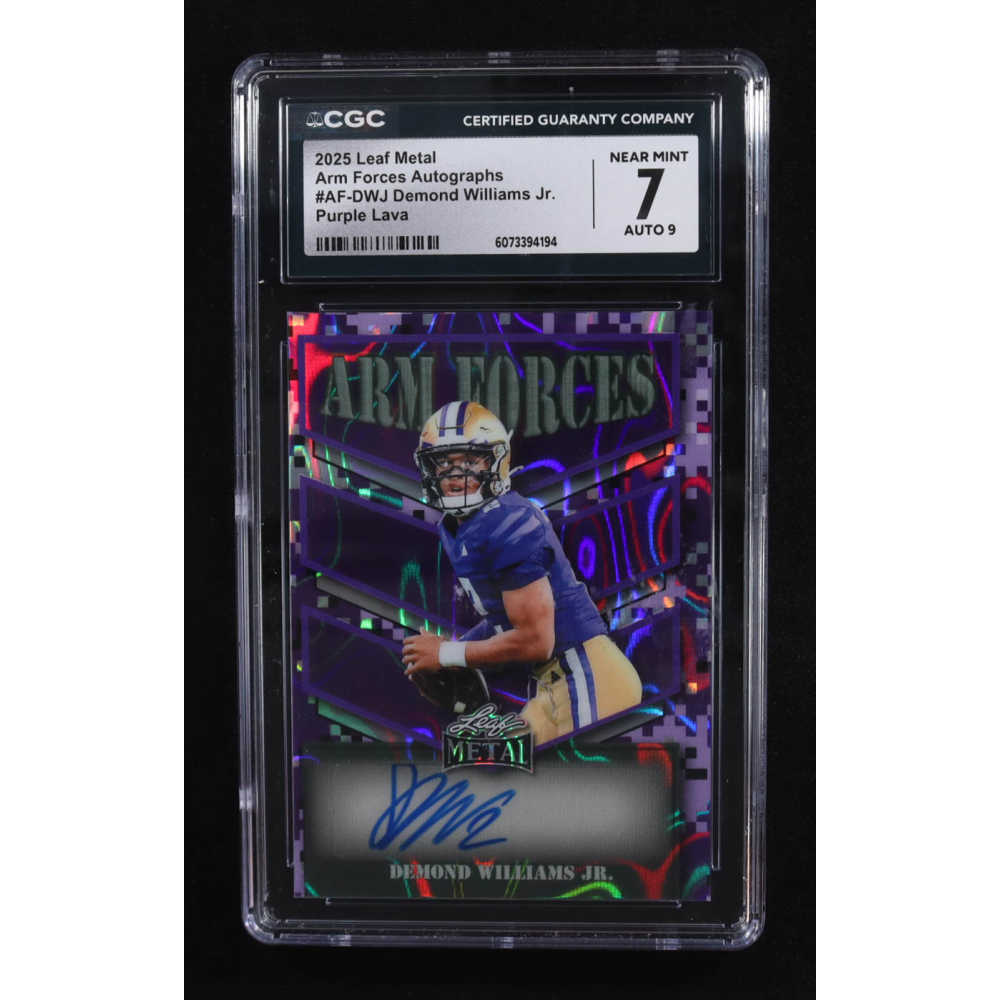Demond Williams Jr. 2025 Leaf Metal Armed Forces Purple Lava Autographs #AF-DWJ RC #1/7 (CGC 7 | Autograph Graded 9) at PristineAuction.com