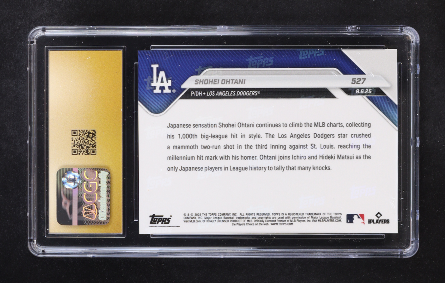 Shohei Ohtani 2025 Topps Now #527 (CGC 10 | Pristine Black Label) at PristineAuction.com Shohei Ohtani 2025 Topps Now #527 (CGC 10 | Pristine Black Label) at PristineAuction.com