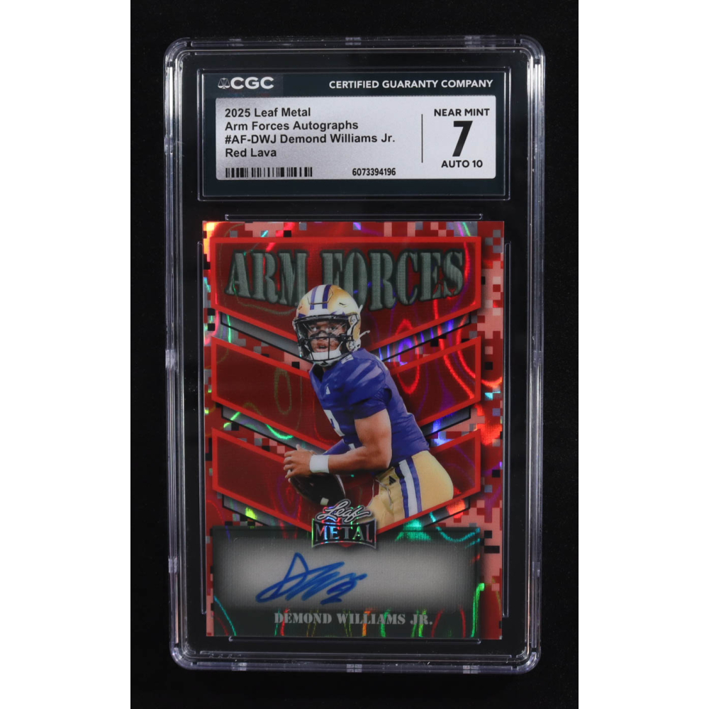 Demond Williams Jr. 2025 Leaf Metal Armed Forces Red Lava Autographs #AF-DWJ RC #10/10 (CGC 7 | Autograph Graded 10) at PristineAuction.com