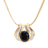 6.23 CTW Black Sapphire & Diamond 18K Gold Plated Designer Necklace Size 16 Inches| Estimated Retail Value: $1,759 (AMG) at PristineAuction.com