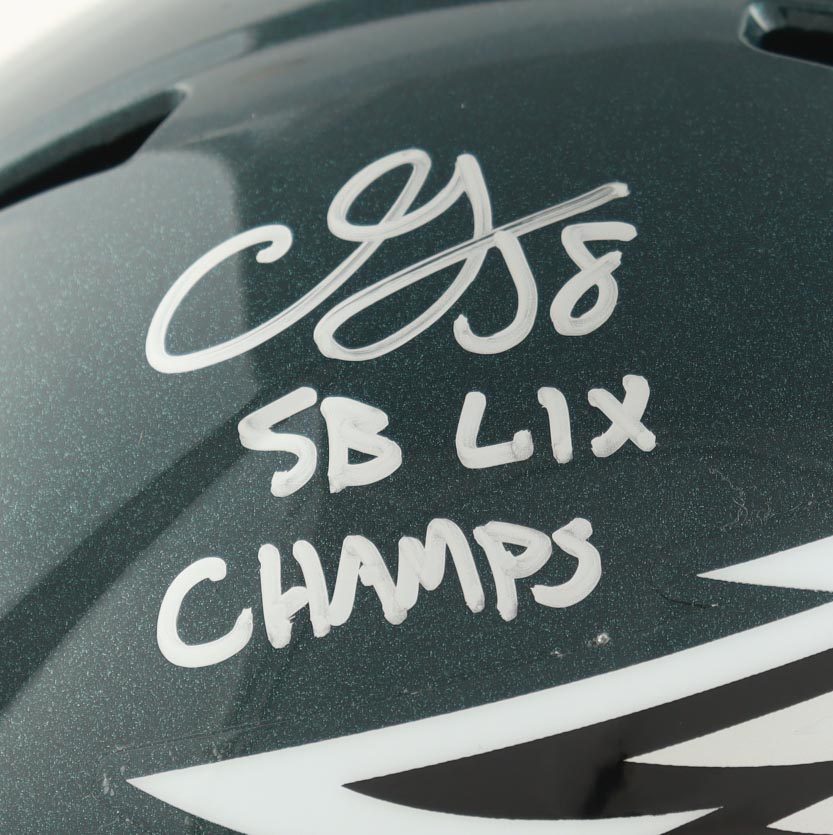 CJ Gardner-Johnson Signed Eagles Full-Size Speed Helmet Inscribed "SB LIX Champs" (Beckett) at PristineAuction.com CJ Gardner-Johnson Signed Eagles Full-Size Speed Helmet Inscribed "SB LIX Champs" (Beckett) at PristineAuction.com
