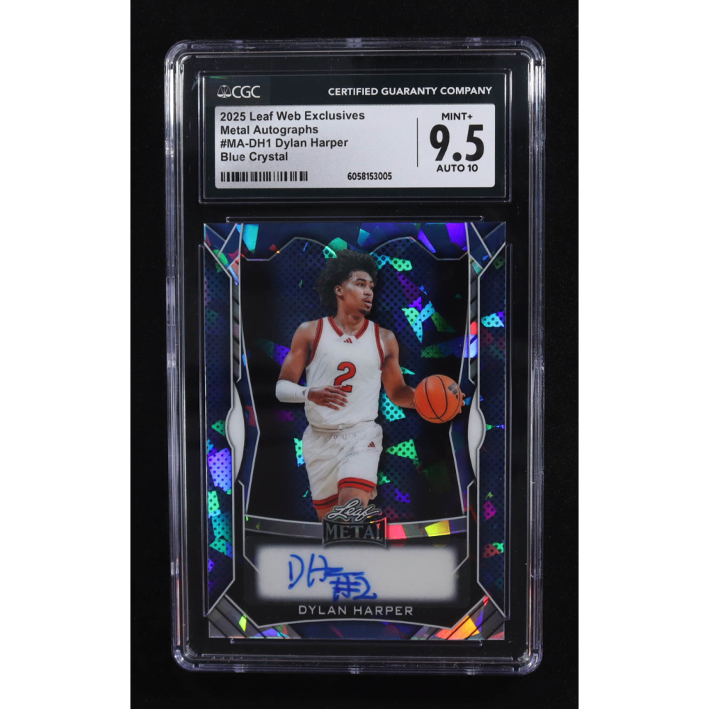 Dylan Harper 2025 Leaf Web Exclusives Metal Blue Crystal Autographs #MA-DH1 RC #7/35 (CGC 9.5 | Autograph Graded 10) at PristineAuction.com